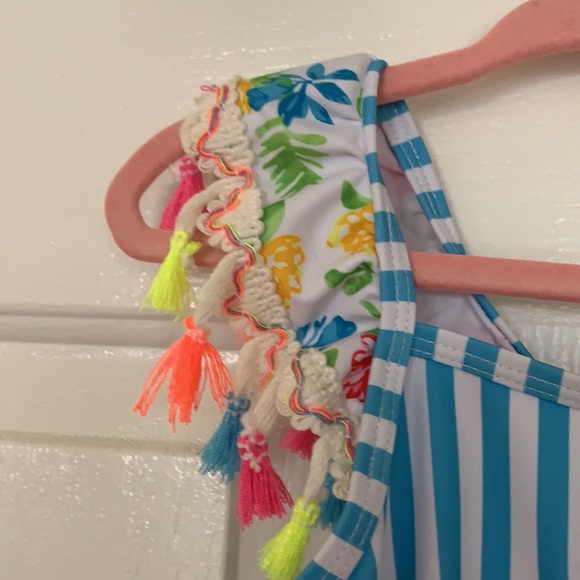 Baby Girl Flamingo Striped Swimsuit -Size 6-12mths - Picture 3 of 5